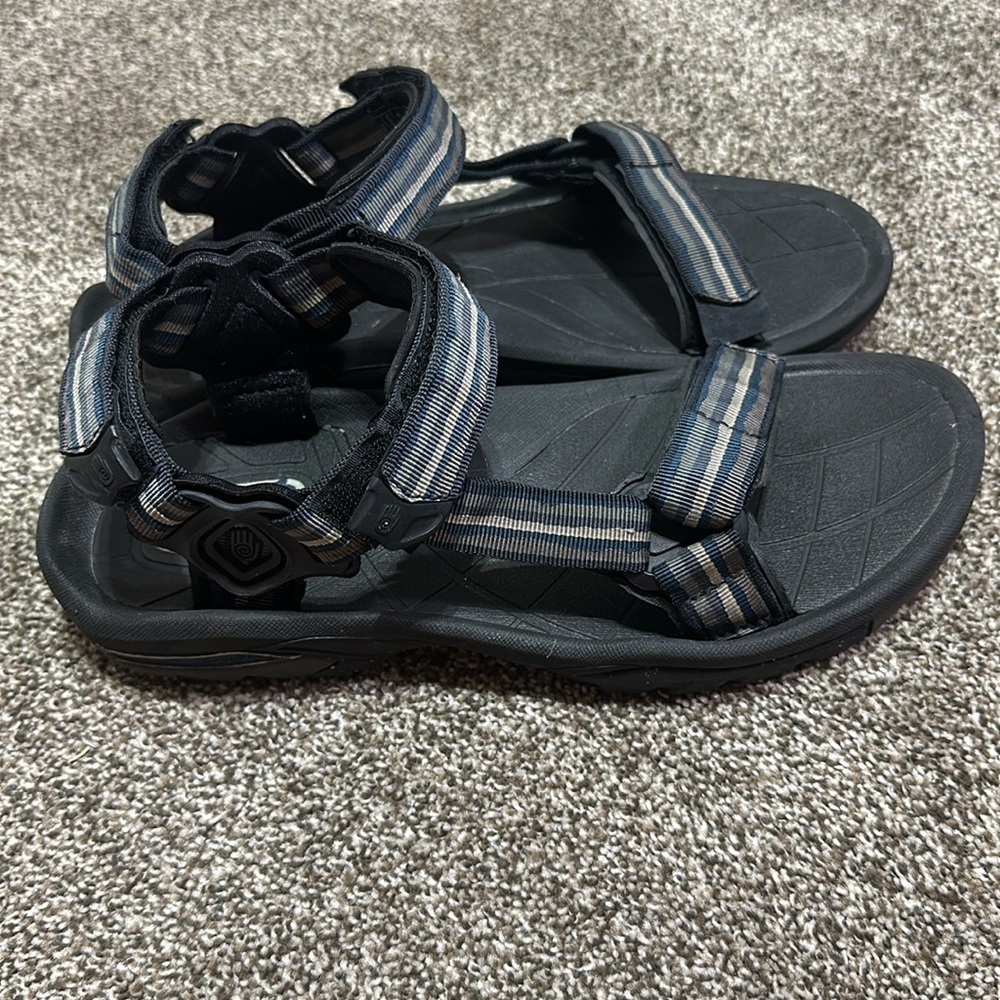 Teva hurricane hiking Velcro sandals 4134 spider rubber men’s 10 ShocPad black - Picture 4 of 8